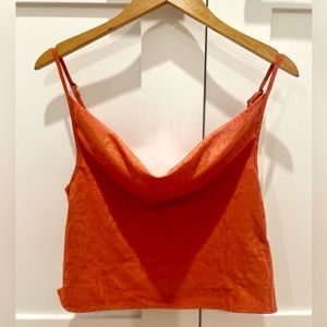 Urban Outfitters Satin Burnt Orange Cowl Neck Crop Tank Top. SIZE M.